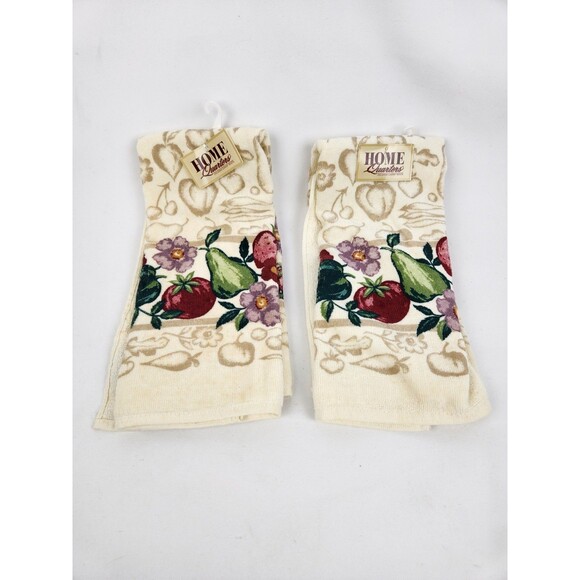 NWT Vintage Cecil Saydah Kitchen Towels Purple Flower Fruit Theme Pear Tomato - Picture 3 of 9